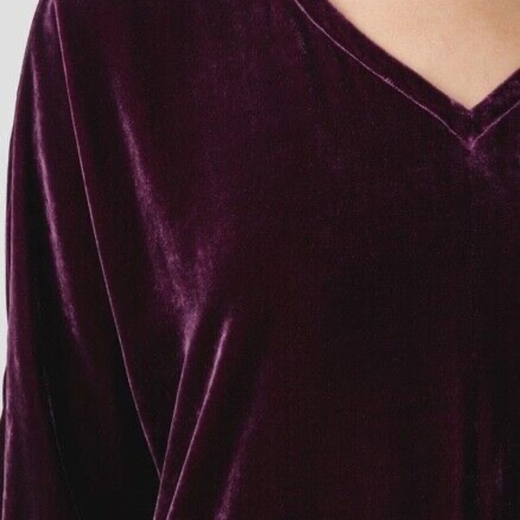 NWT Eileen Fisher Women's Dolman Sleeve Sweater Burgundy Silk Blend V-Neck - Picture 4 of 11